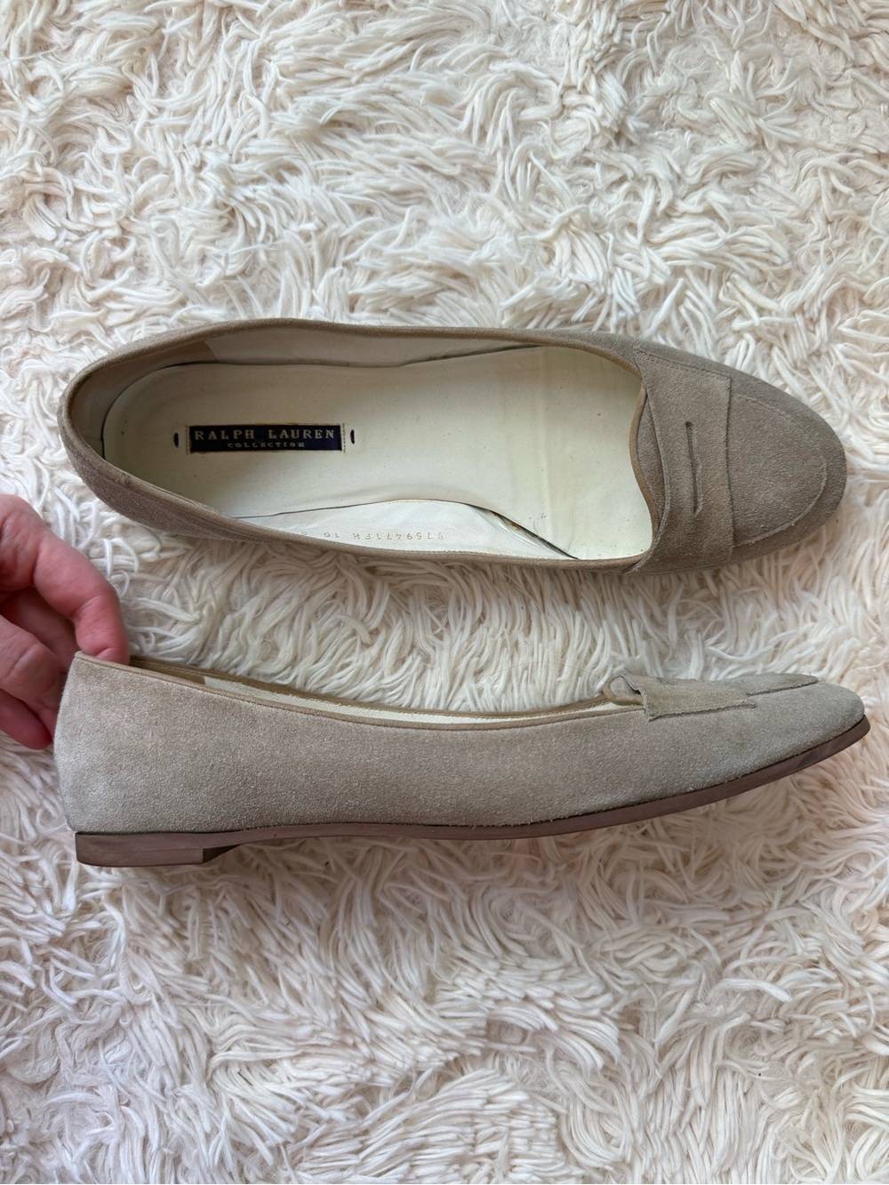 Ralph Lauren Collection Suede Penny Loafers Beige Taupe Italy Women’s 10 B
